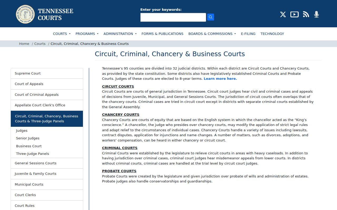 Tennessee trial court structure for Houston County court dockets