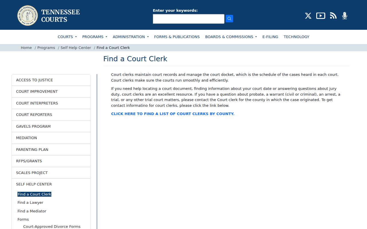 Find a Court Clerk guidance for Houston County court docket access
