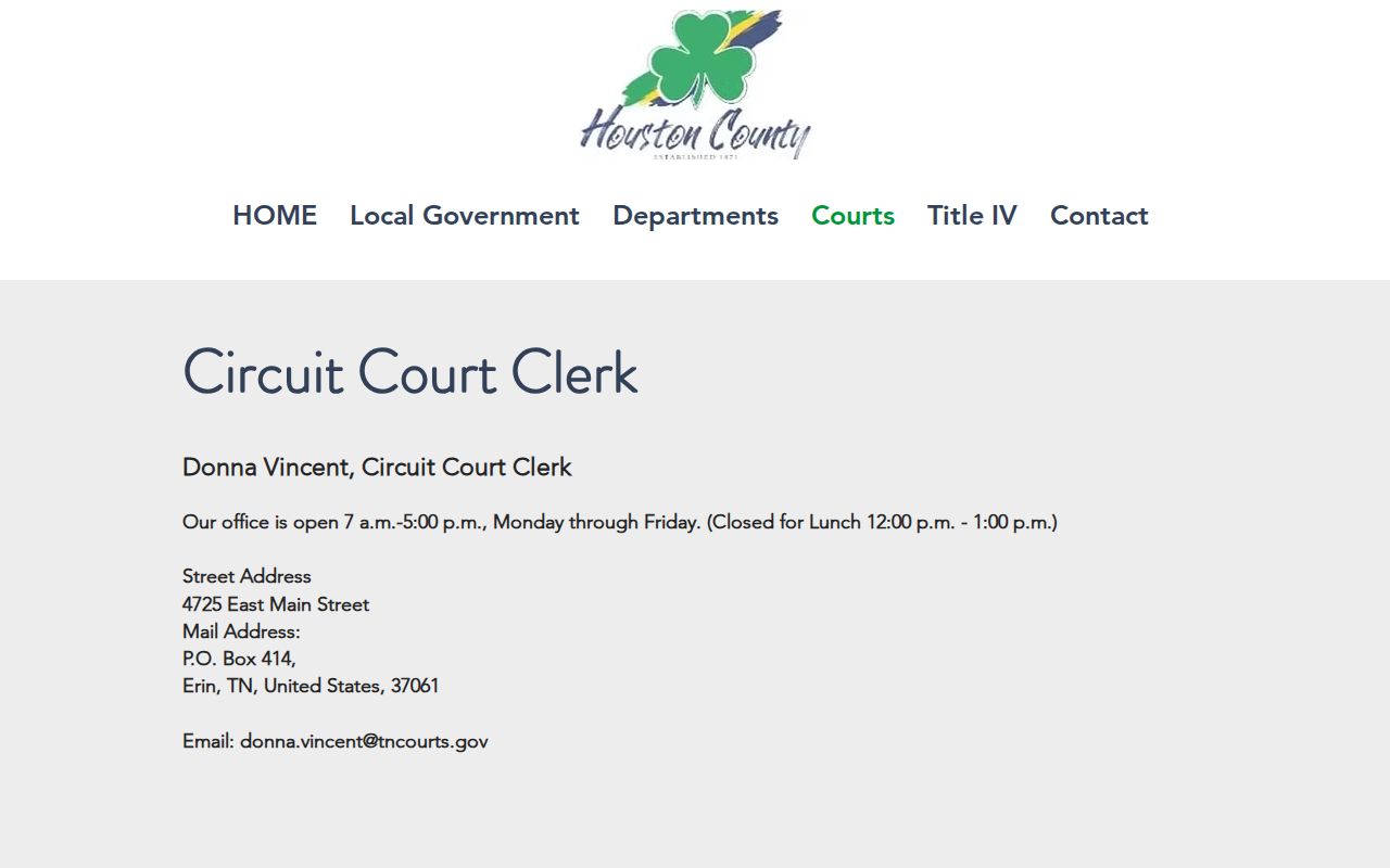 Houston County Circuit Court page for court docket routing