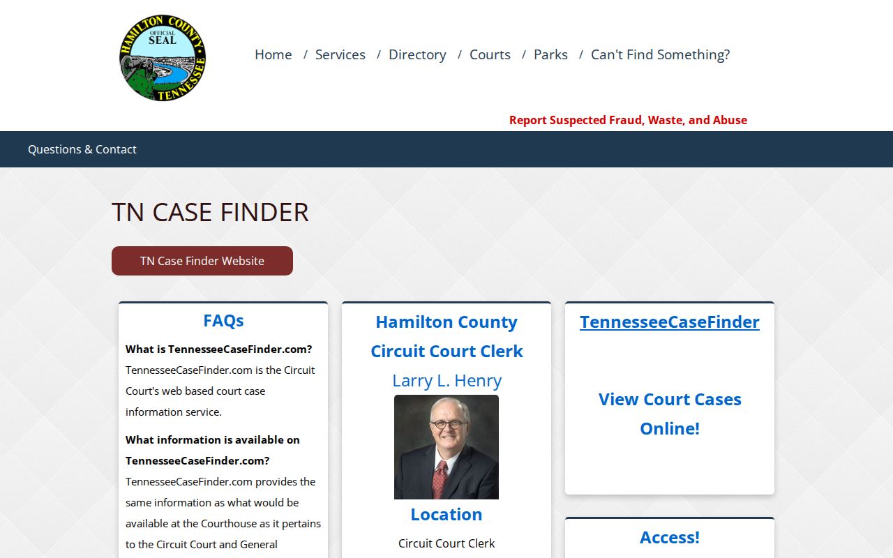Houston County case search field reference from an official TennesseeCaseFinder example