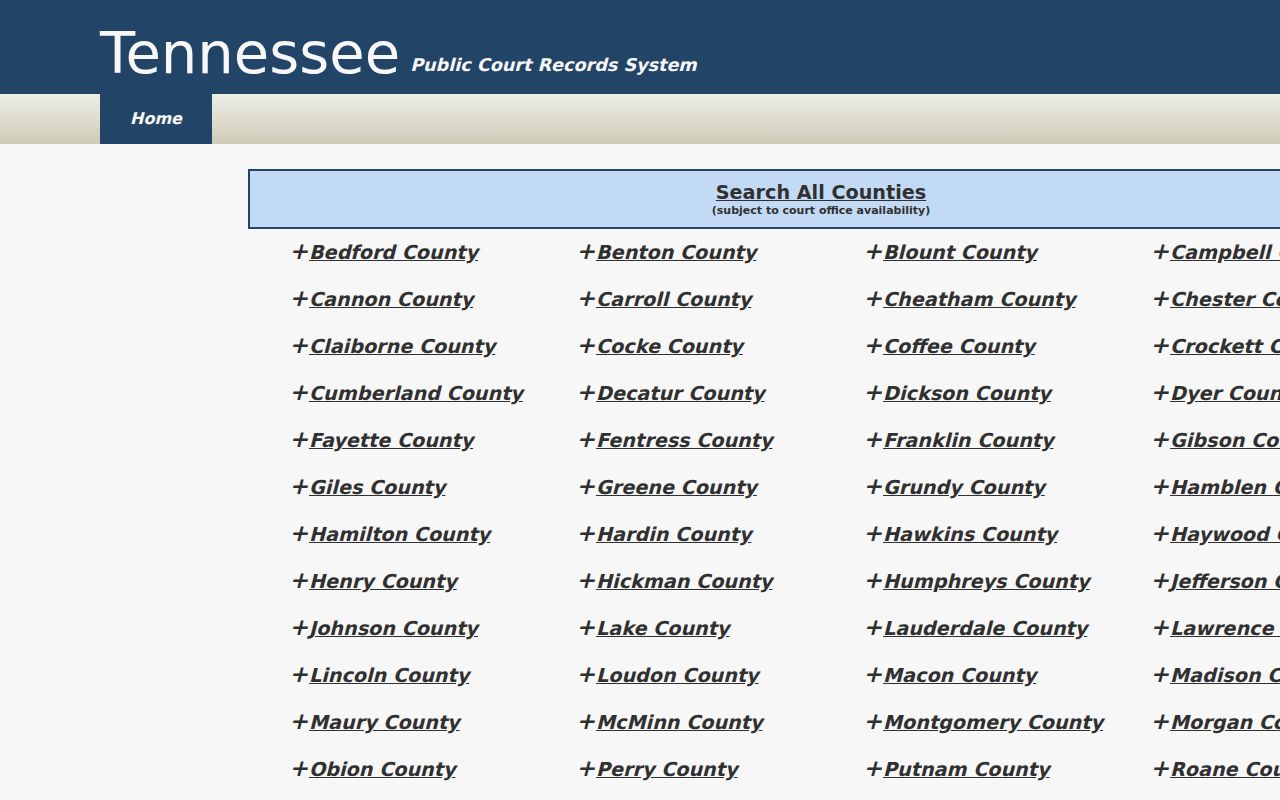 Houston County case lookup and Tennessee public court records participation