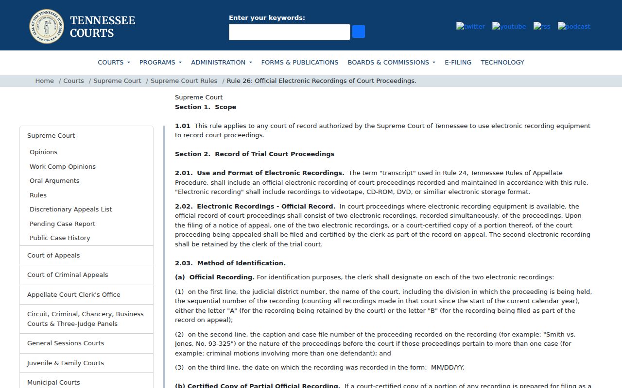 Houston County court record guidance for official electronic recordings