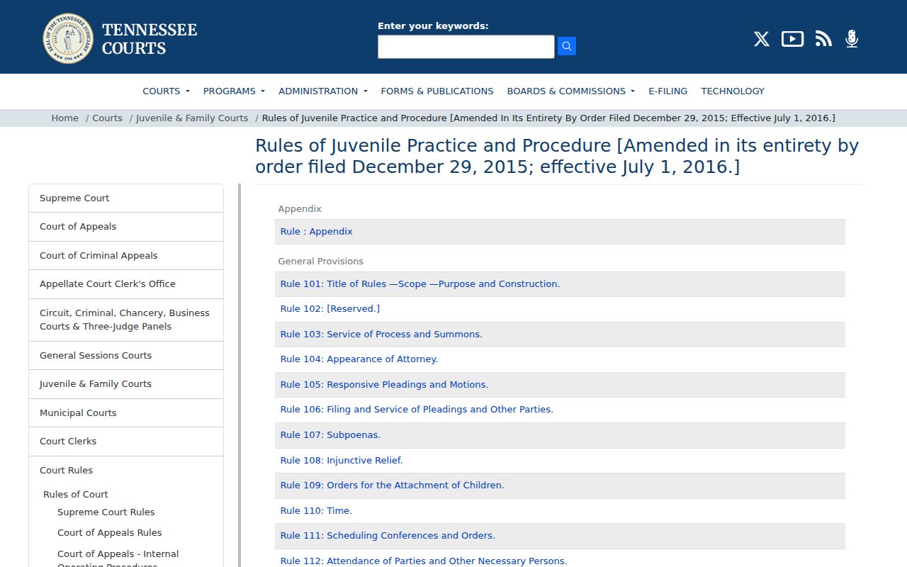 Houston County court record access under Tennessee juvenile rules