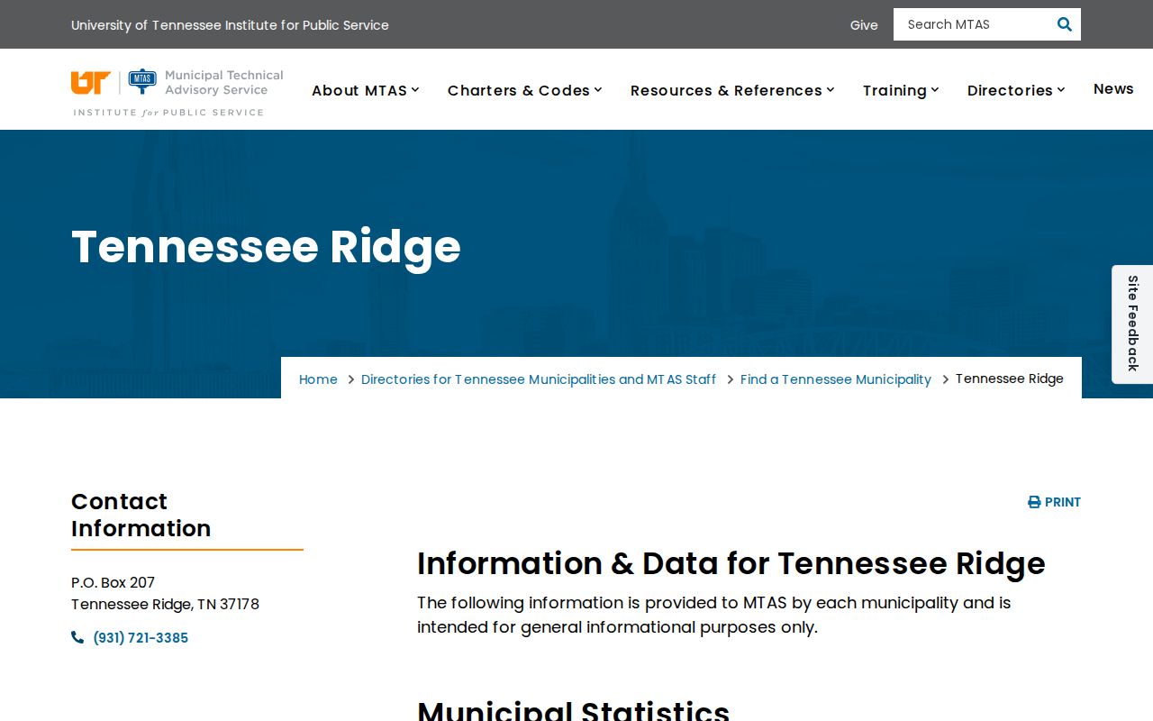 Tennessee Ridge court docket municipal contact directory
